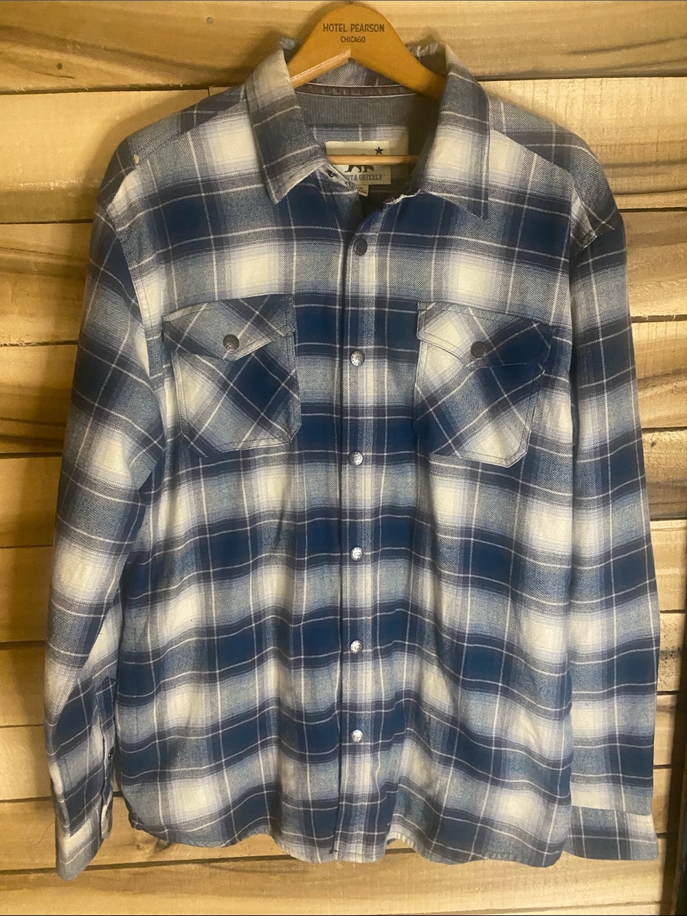 Dakota Grizzly Men's Blue Plaid flannel Button-Up Shirt Jacket large